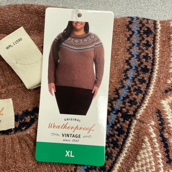 Weatherproof Vintage Copper Fair Isle Knit Sweater XL Women's Pullover M0211 - Picture 3 of 9